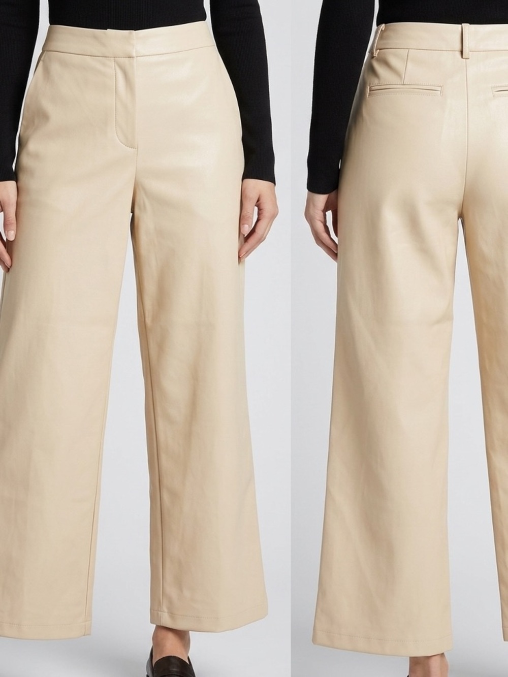 Bagatelle Faux Leather Wide Leg Cropped Pants Cream Size M